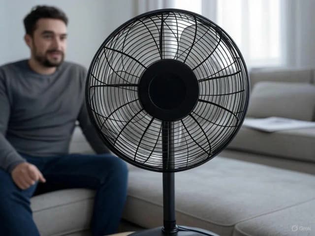 Remote-controlled fan operating autonomously while owner relaxes