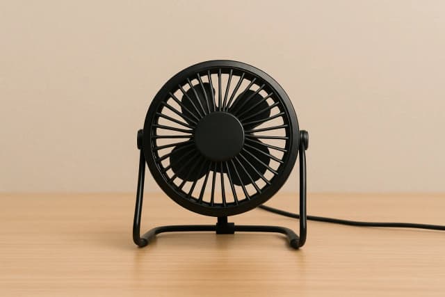 Miniature USB fan demonstrating its compact size and efficiency