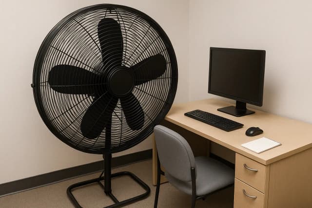 Ceiling fan switching between different speed settings in demonstration